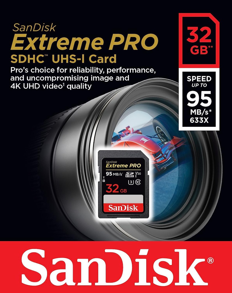 SanDisk Extreme Pro SDHC - Tarjeta de Memoria  de 32GB / SDHC UHS-I / Class 10 