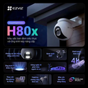 Ezviz H80x Dual 4K IR Cámara Smart Wifi Hogar - Movimientos PAN y TILT / Detención de figuras por IA / microSD hasta 512GB / Blanca