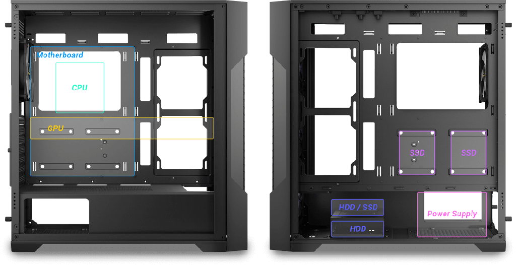 ANTEX AX90 Mi-Tower Gaming Case + Side Window - Sin PSU, Sin Abanico