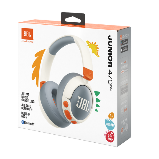 JBL JR470NC BT Headset - Save Sound for Kids,. up to 50 Hours, Active Noise Cancelling / White
