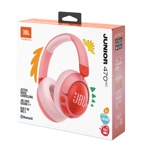 JBL JR470NC BT Headset - Save Sound for Kids,. up to 50 Hours, Active Noise Cancelling / Pink