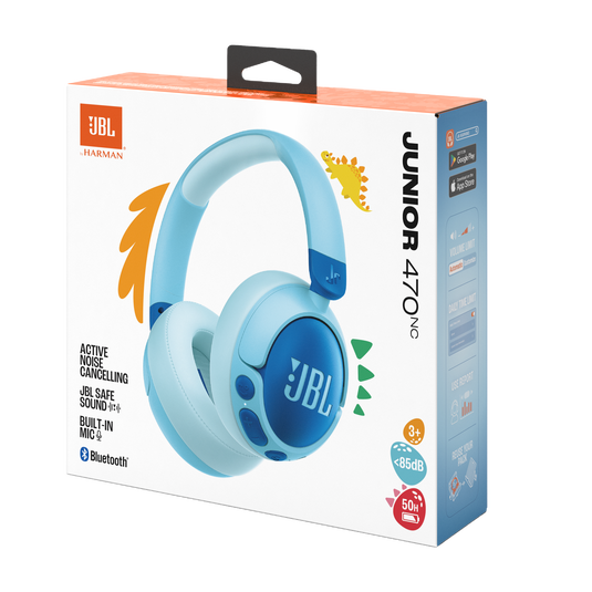 JBL JR470NC BT Headset - Save Sound for Kids,. up to 50 Hours, Active Noise Cancelling / Blue 