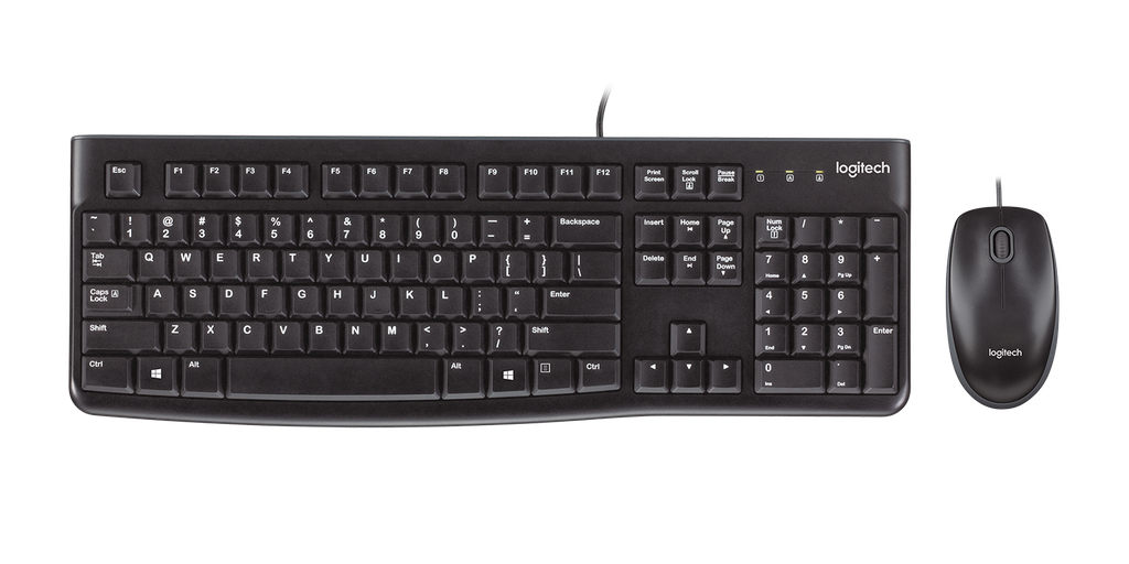 Logitech MK120 Combo Teclado y Mouse Estánard, USB, Español, Negro