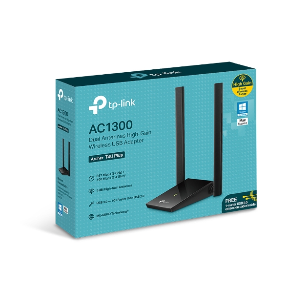 Tp-Link Archer T4U Plus Black Wireless Dual Band USB Adapter / AC1300 / Black