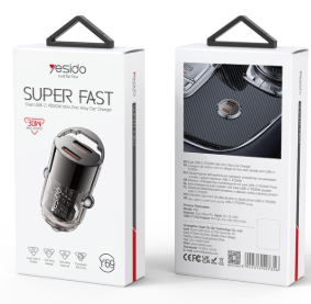 YESIDO Y69 PD 30W Dual Type-C Fast Charging Car Charger with Handle