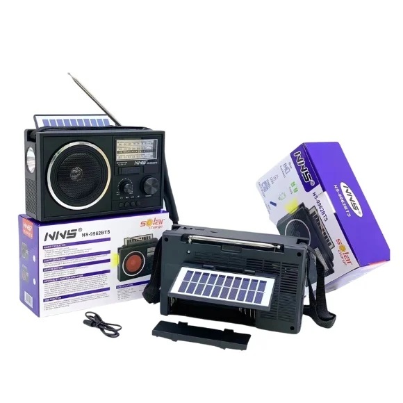 NNS NS9962BTS FM/AM Radio + BT, Solar Powered - Black 