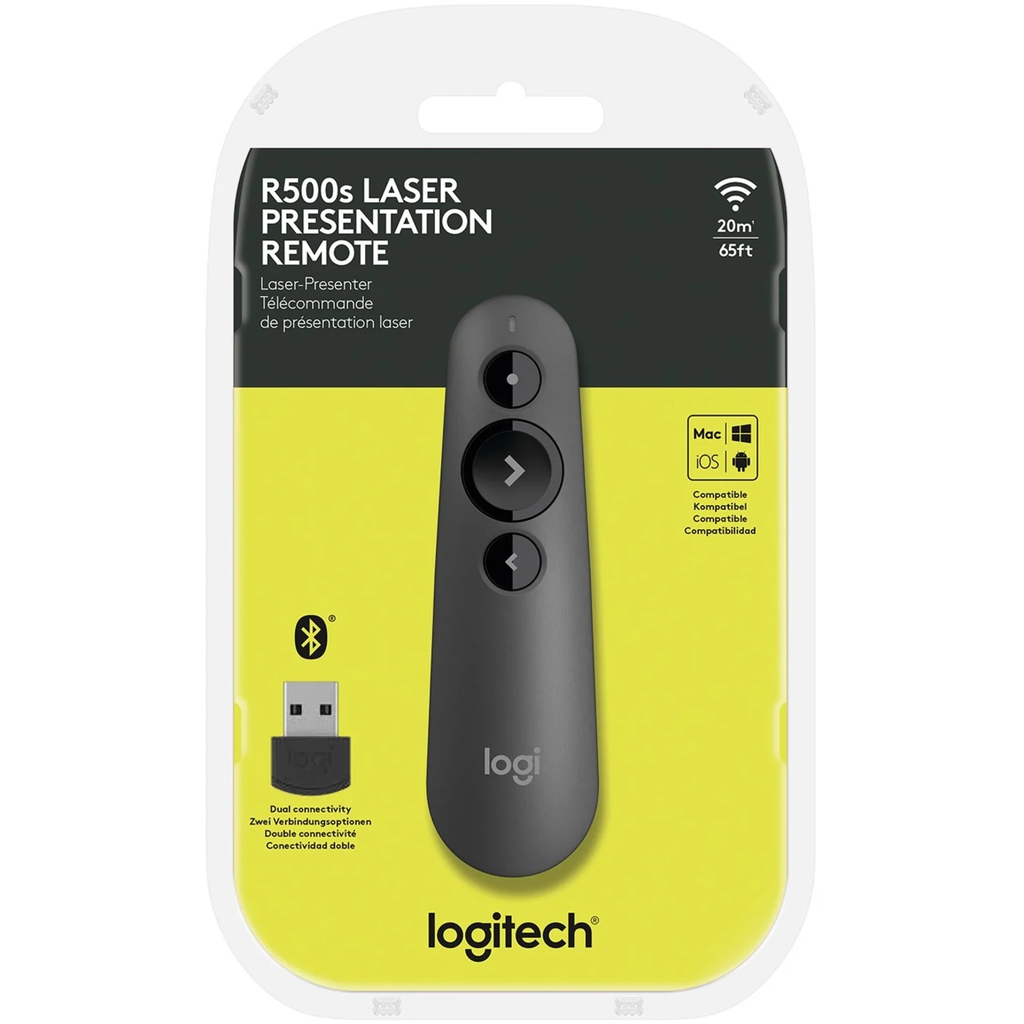 Logitech 910-006518 - Wireless Presenter R500s - Up to 20m, 2.4GHz + BT/ USB / Black