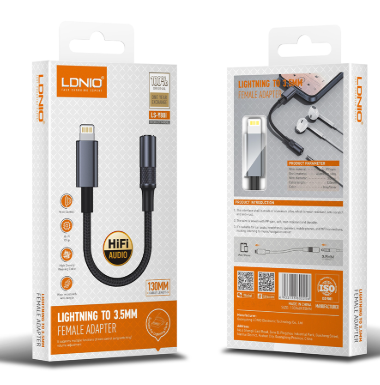 [LDN-CEL-CHG-LSY80I-BK-125] LDNIO LS-Y80i Lightning to 3.5mm 