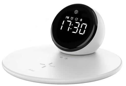 [WIWU-MSC-ACC-W017-WH-125] WIWU WI-W017 15W WIRELESS CHARGER WITH DIGITAL ALARM CLOCK AND BLUETOOTH SPEAKER- WHITE
