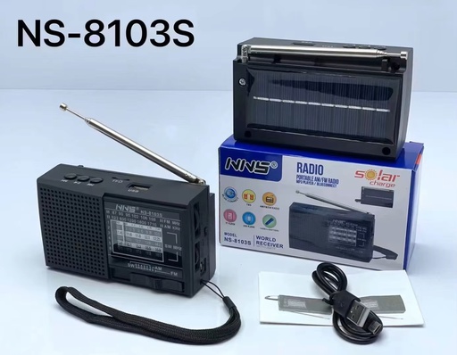 [ACC-ELC-NNS-NS8103S-BK-225] NNS NS8103S FM/AM Radio, Solar - Negro