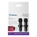 Steren Kit de 2*Micrófono Inalambrico de Solapa - Conexión USB-C, Lighting, USB2.0 - hasta 10m, Batería recargable, Estuche viajero