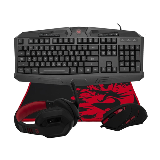 [KYM-GAM-RED-S101BA2-BK-225] REDRAGON S101-BA-2 Gaming Essential Combo 4-en-1 / Teclado, Mouse, Auriculares y Mousepad