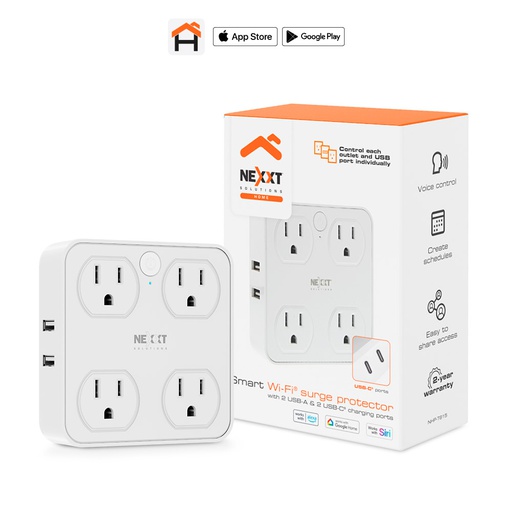[NEX-GAD-T615-WH-425] Nexxt NHP-T615 Protector de Sobretensión Cuadruple / Wifi / 2* USB C / Blanco